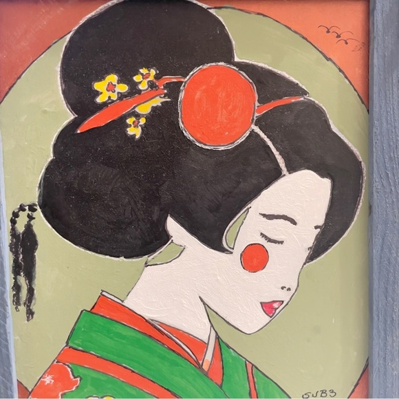 Hand painted Acrylic, Geisha portrait 8 x 10 - Picture 2 of 6